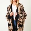 Leopard Print Cardigan: Fuzzy Long Sleeve Animal Sweater