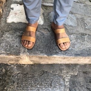 Mens Sandals Greek Leather Slide Summer Shoes Men