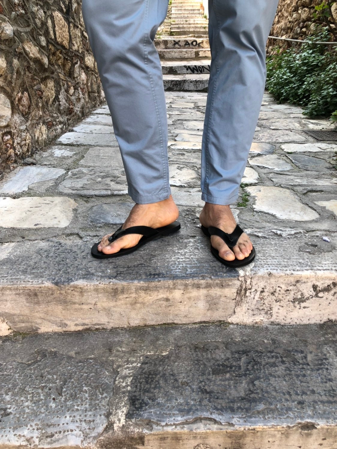 Men's Flip Flops Handmade Greek Leather Sandals Brown