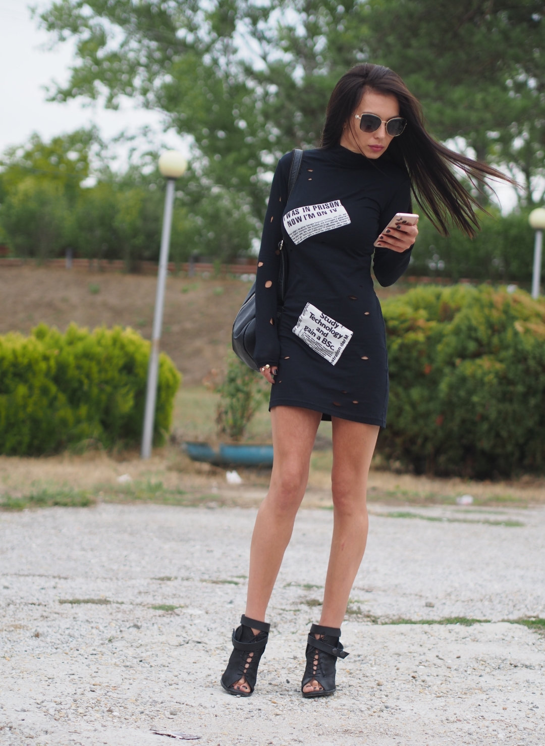 Extravagant Women Dress Black Casual Midi Party Avantgarde