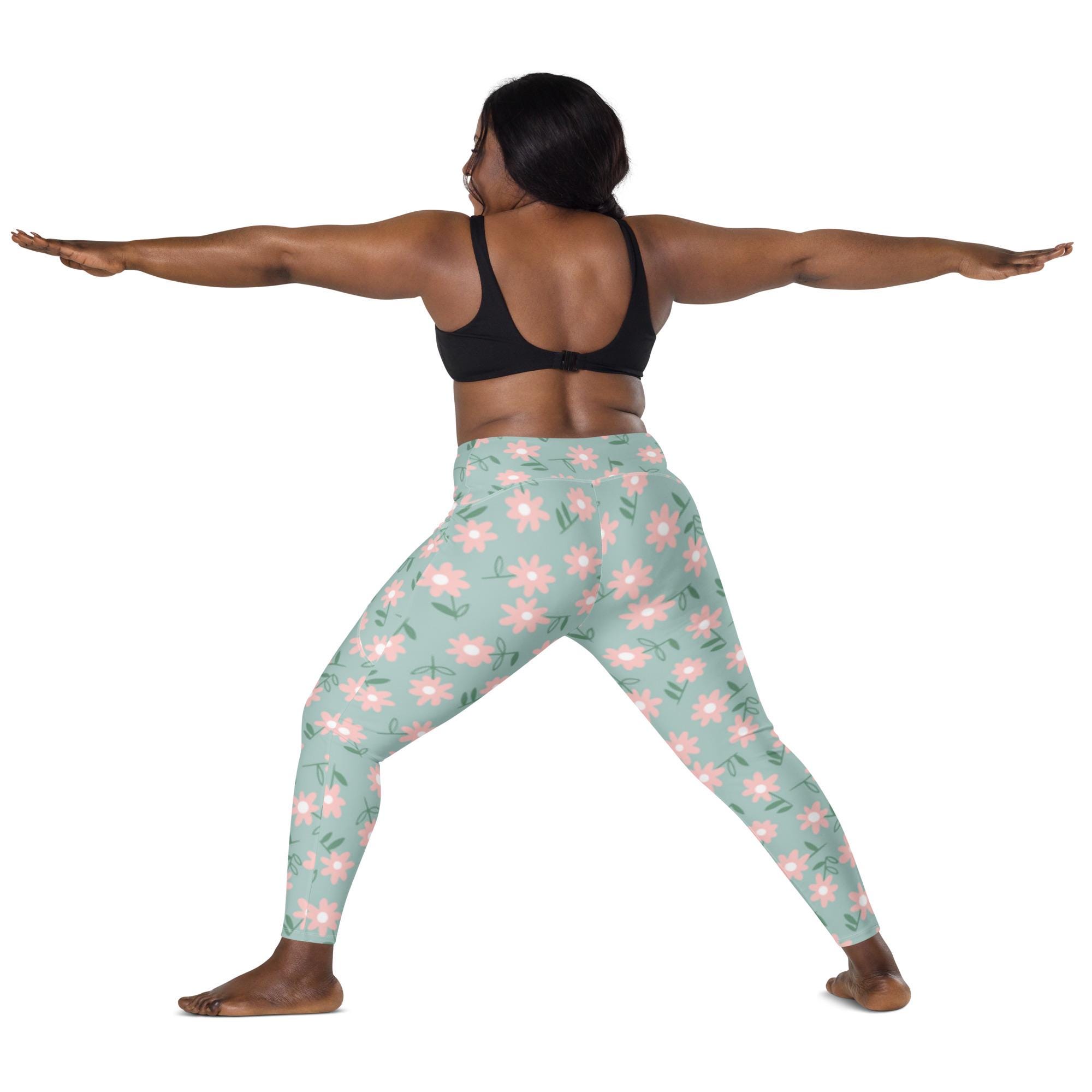 Floral Green Leggings With Pockets