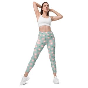 Floral Green Leggings With Pockets