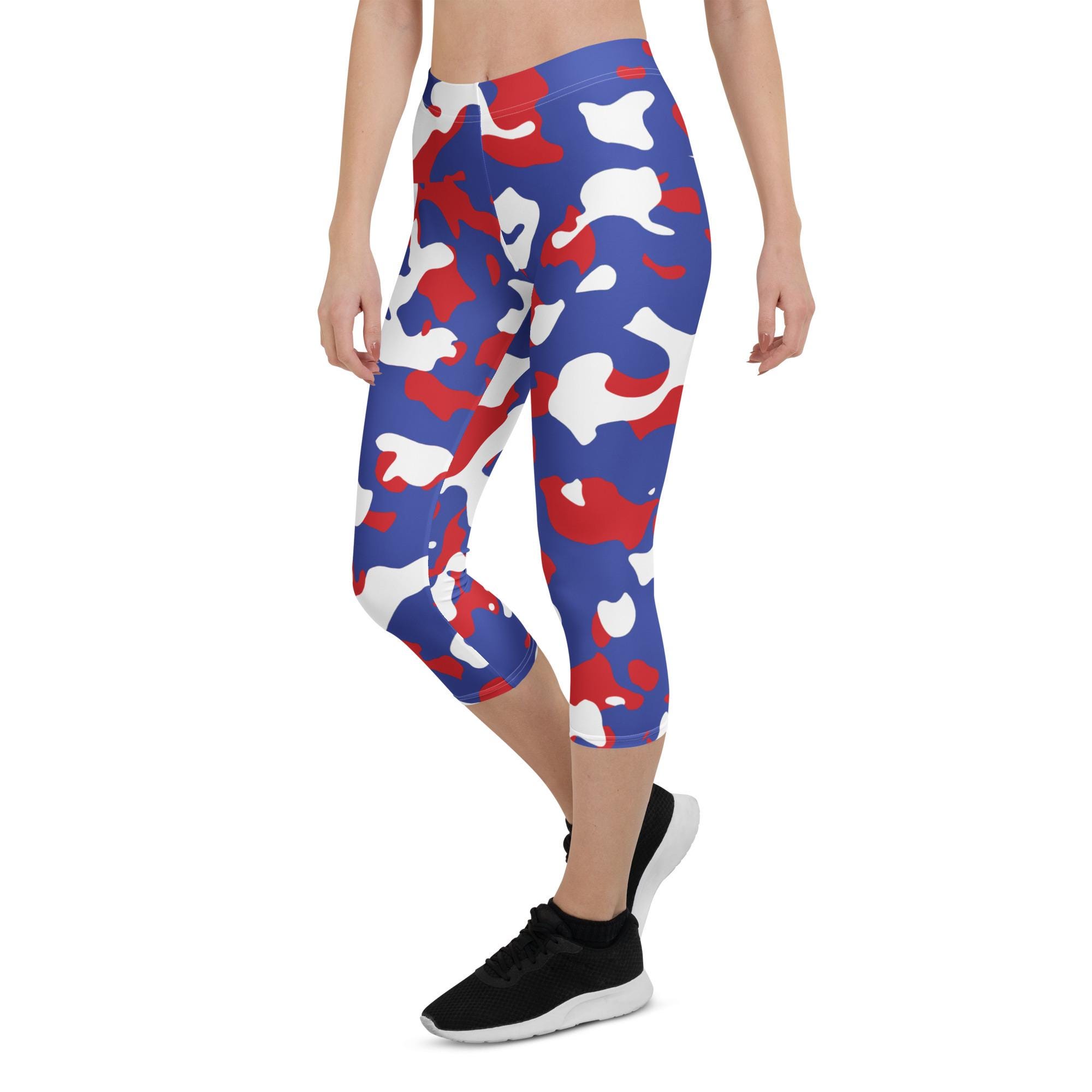 Red White Blue Camo Capri Leggings